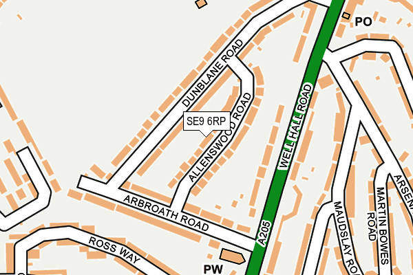 SE9 6RP map - OS OpenMap – Local (Ordnance Survey)