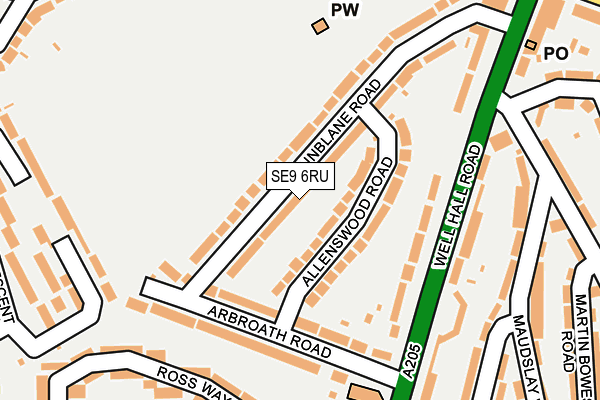 SE9 6RU map - OS OpenMap – Local (Ordnance Survey)