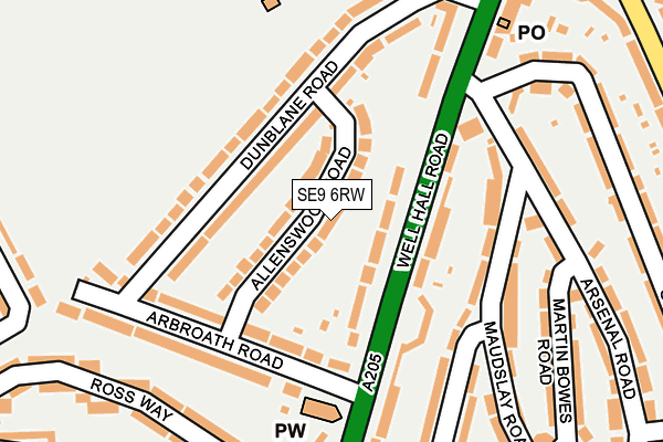 SE9 6RW map - OS OpenMap – Local (Ordnance Survey)