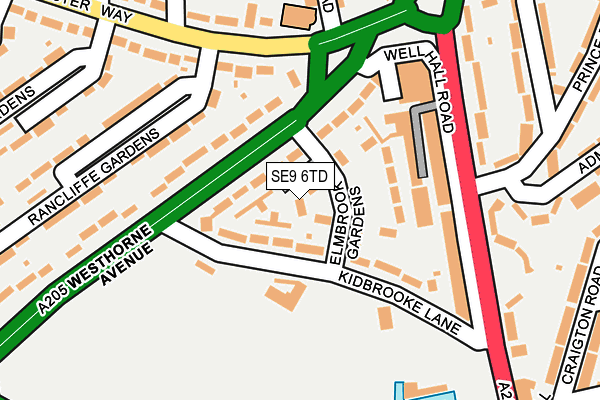 SE9 6TD map - OS OpenMap – Local (Ordnance Survey)