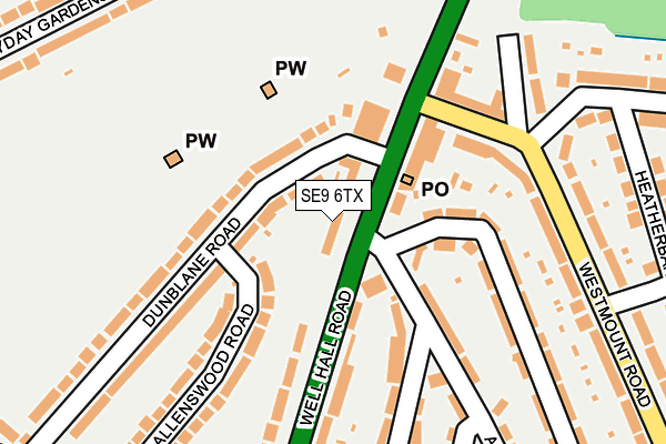 SE9 6TX map - OS OpenMap – Local (Ordnance Survey)