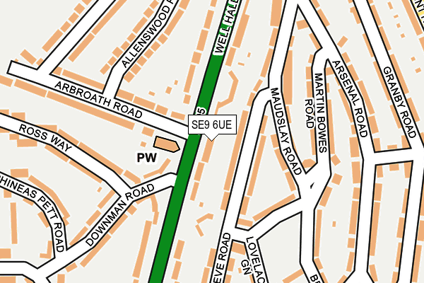 SE9 6UE map - OS OpenMap – Local (Ordnance Survey)