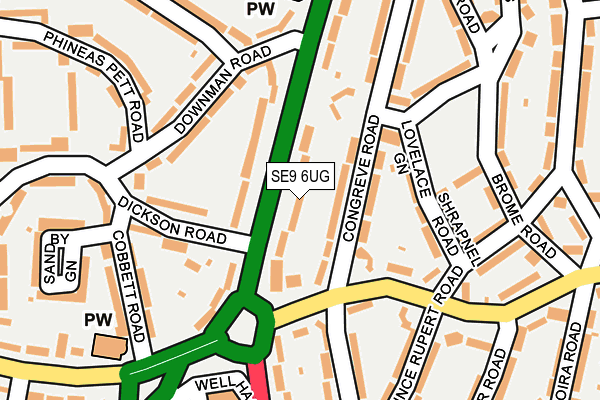SE9 6UG map - OS OpenMap – Local (Ordnance Survey)