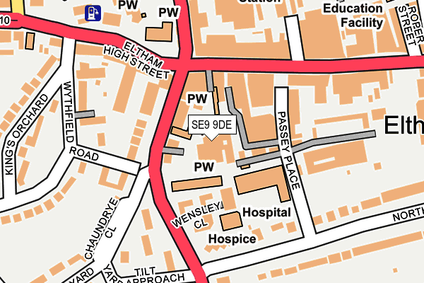 SE9 9DE map - OS OpenMap – Local (Ordnance Survey)