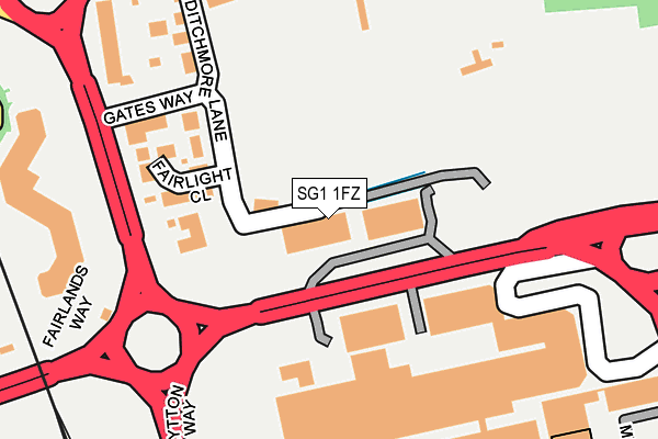 SG1 1FZ map - OS OpenMap – Local (Ordnance Survey)