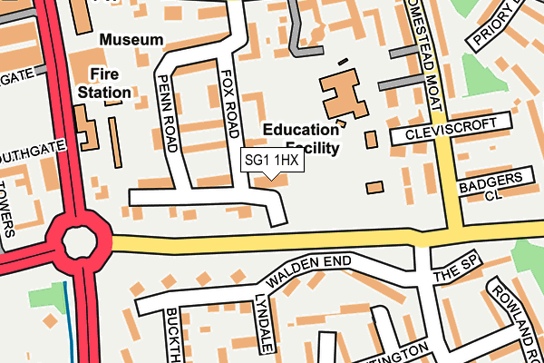 SG1 1HX map - OS OpenMap – Local (Ordnance Survey)