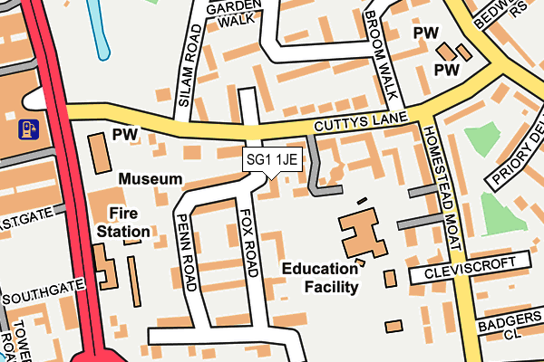 SG1 1JE map - OS OpenMap – Local (Ordnance Survey)