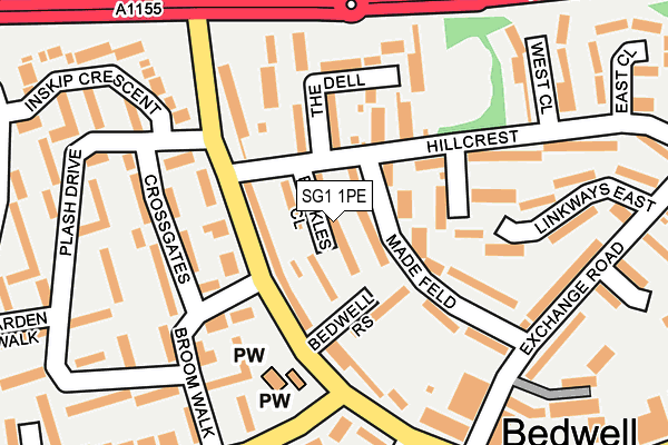 SG1 1PE map - OS OpenMap – Local (Ordnance Survey)