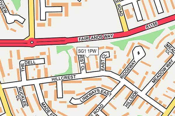 SG1 1PW map - OS OpenMap – Local (Ordnance Survey)