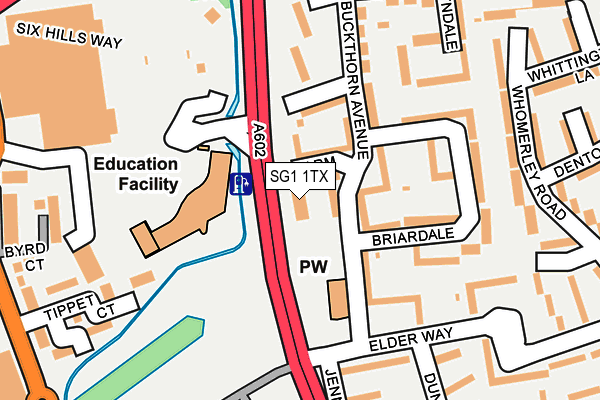 SG1 1TX map - OS OpenMap – Local (Ordnance Survey)