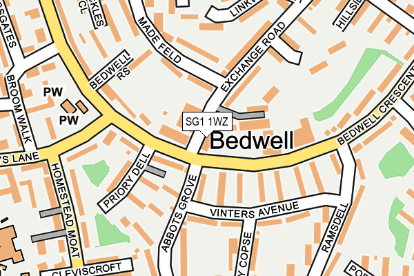 SG1 1WZ map - OS OpenMap – Local (Ordnance Survey)