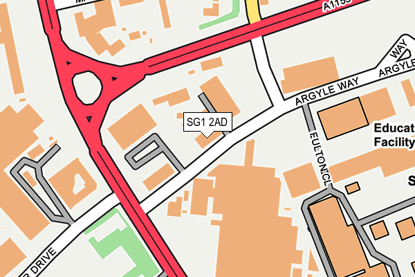 SG1 2AD map - OS OpenMap – Local (Ordnance Survey)