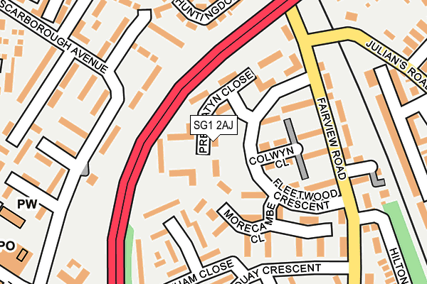 SG1 2AJ map - OS OpenMap – Local (Ordnance Survey)