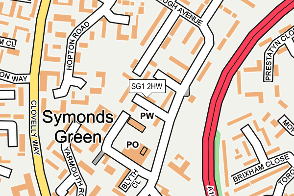 SG1 2HW map - OS OpenMap – Local (Ordnance Survey)