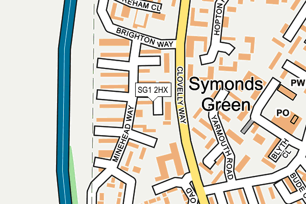 SG1 2HX map - OS OpenMap – Local (Ordnance Survey)