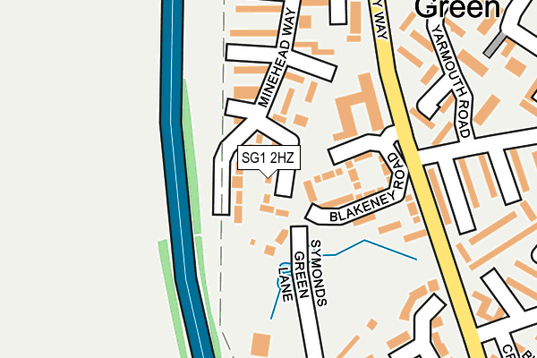 SG1 2HZ map - OS OpenMap – Local (Ordnance Survey)