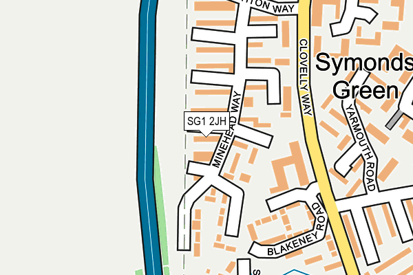 SG1 2JH map - OS OpenMap – Local (Ordnance Survey)