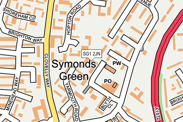 SG1 2JN map - OS OpenMap – Local (Ordnance Survey)