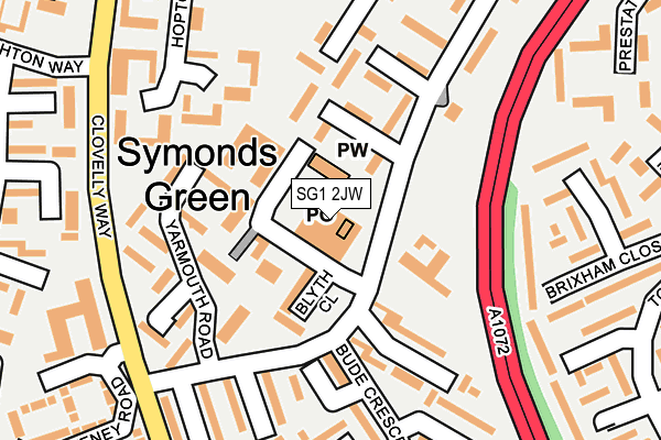 SG1 2JW map - OS OpenMap – Local (Ordnance Survey)