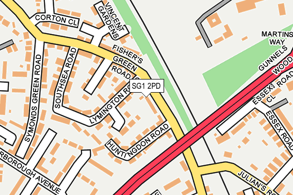 SG1 2PD map - OS OpenMap – Local (Ordnance Survey)
