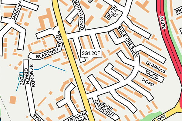 SG1 2QF map - OS OpenMap – Local (Ordnance Survey)