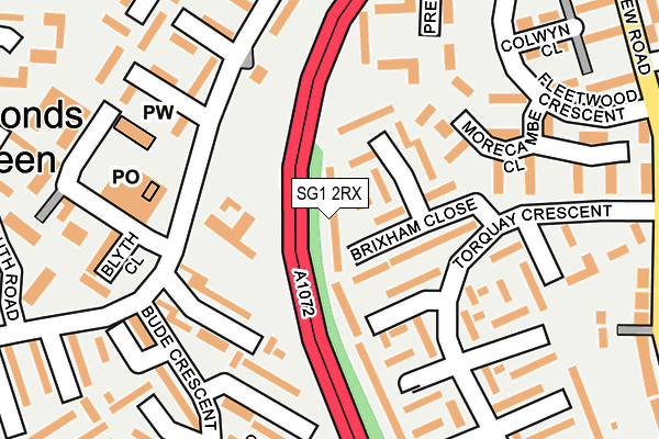 SG1 2RX map - OS OpenMap – Local (Ordnance Survey)