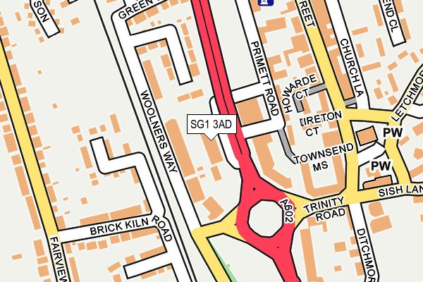 SG1 3AD map - OS OpenMap – Local (Ordnance Survey)