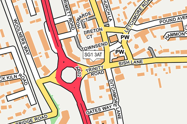 SG1 3AT map - OS OpenMap – Local (Ordnance Survey)
