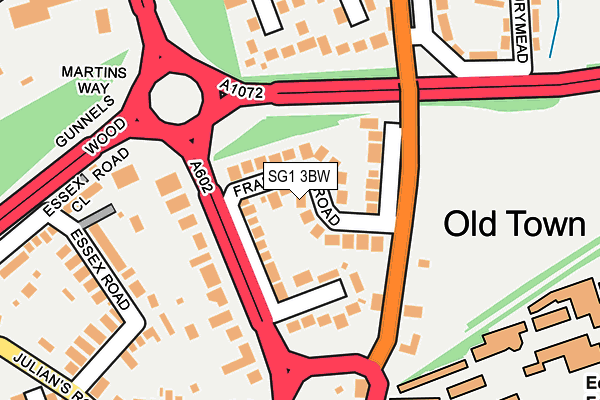 SG1 3BW map - OS OpenMap – Local (Ordnance Survey)