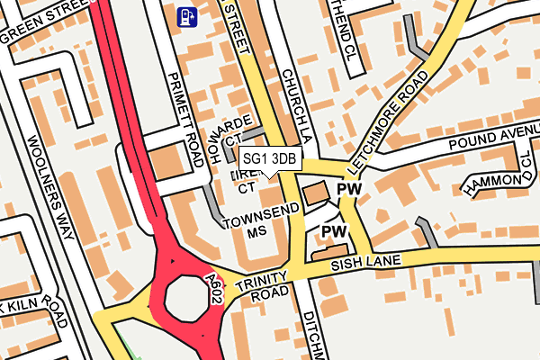 SG1 3DB map - OS OpenMap – Local (Ordnance Survey)