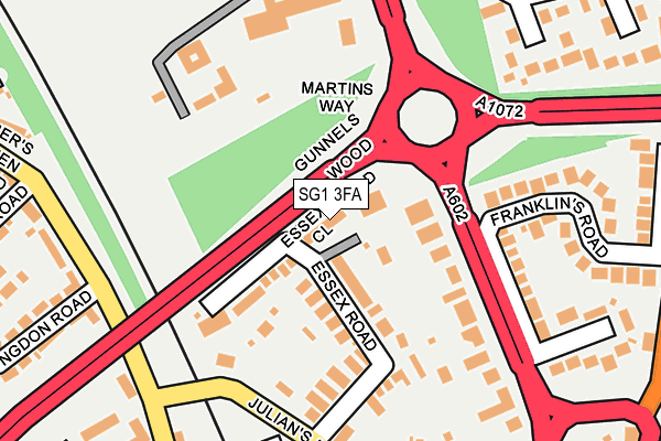 SG1 3FA map - OS OpenMap – Local (Ordnance Survey)