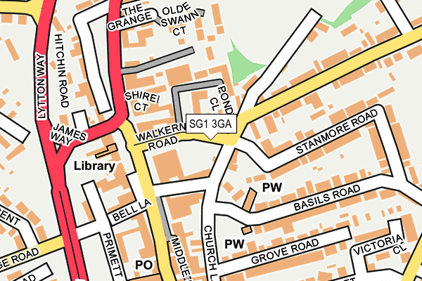 SG1 3GA map - OS OpenMap – Local (Ordnance Survey)