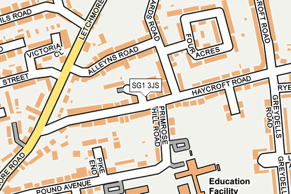 SG1 3JS map - OS OpenMap – Local (Ordnance Survey)