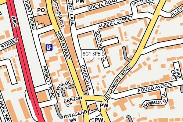 SG1 3PE map - OS OpenMap – Local (Ordnance Survey)