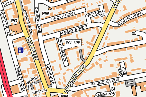 SG1 3PF map - OS OpenMap – Local (Ordnance Survey)