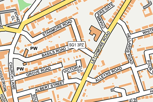SG1 3PZ map - OS OpenMap – Local (Ordnance Survey)