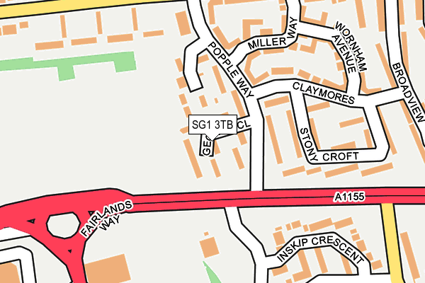 SG1 3TB map - OS OpenMap – Local (Ordnance Survey)