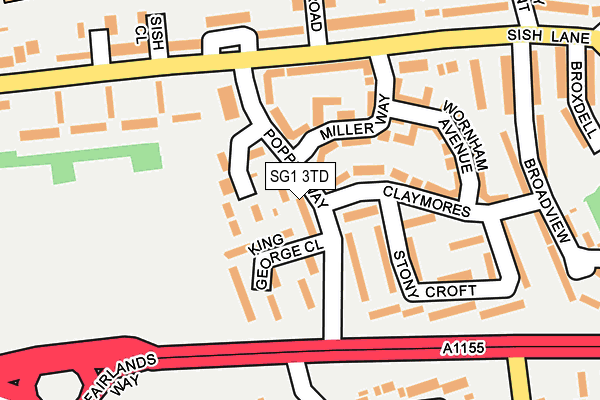 SG1 3TD map - OS OpenMap – Local (Ordnance Survey)