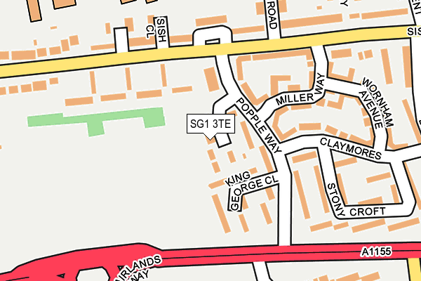 SG1 3TE map - OS OpenMap – Local (Ordnance Survey)