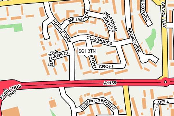 SG1 3TN map - OS OpenMap – Local (Ordnance Survey)