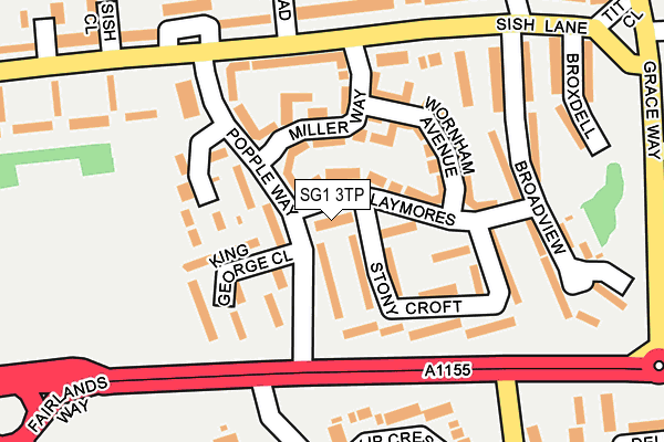 SG1 3TP map - OS OpenMap – Local (Ordnance Survey)