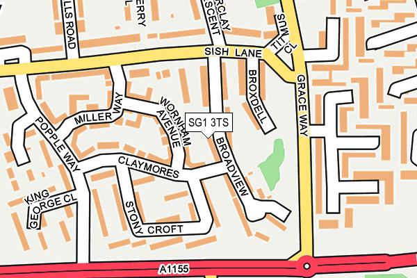 SG1 3TS map - OS OpenMap – Local (Ordnance Survey)