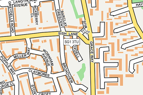 SG1 3TU map - OS OpenMap – Local (Ordnance Survey)