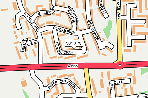 SG1 3TW map - OS OpenMap – Local (Ordnance Survey)