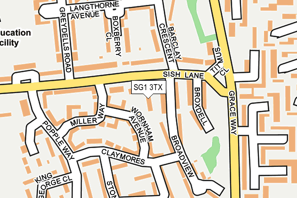 SG1 3TX map - OS OpenMap – Local (Ordnance Survey)