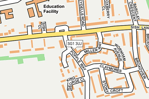 SG1 3UJ map - OS OpenMap – Local (Ordnance Survey)