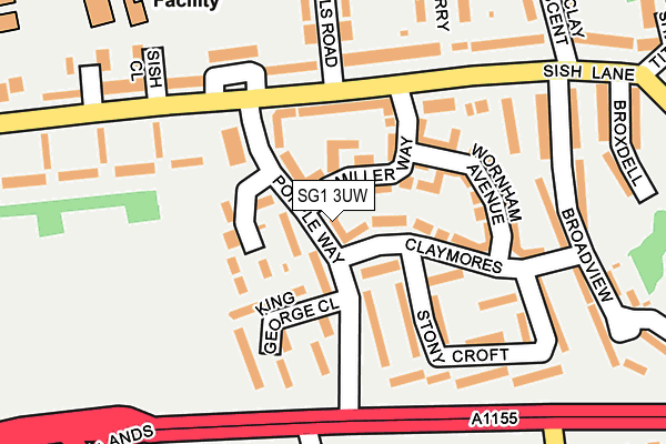 SG1 3UW map - OS OpenMap – Local (Ordnance Survey)