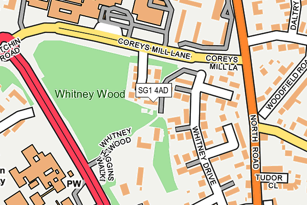 SG1 4AD map - OS OpenMap – Local (Ordnance Survey)