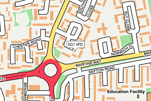 SG1 4PD map - OS OpenMap – Local (Ordnance Survey)