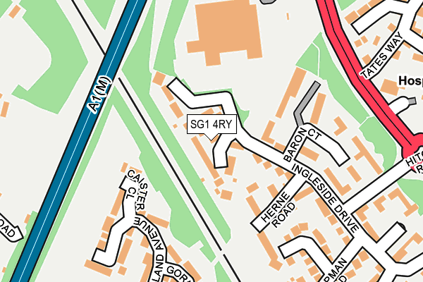 SG1 4RY map - OS OpenMap – Local (Ordnance Survey)